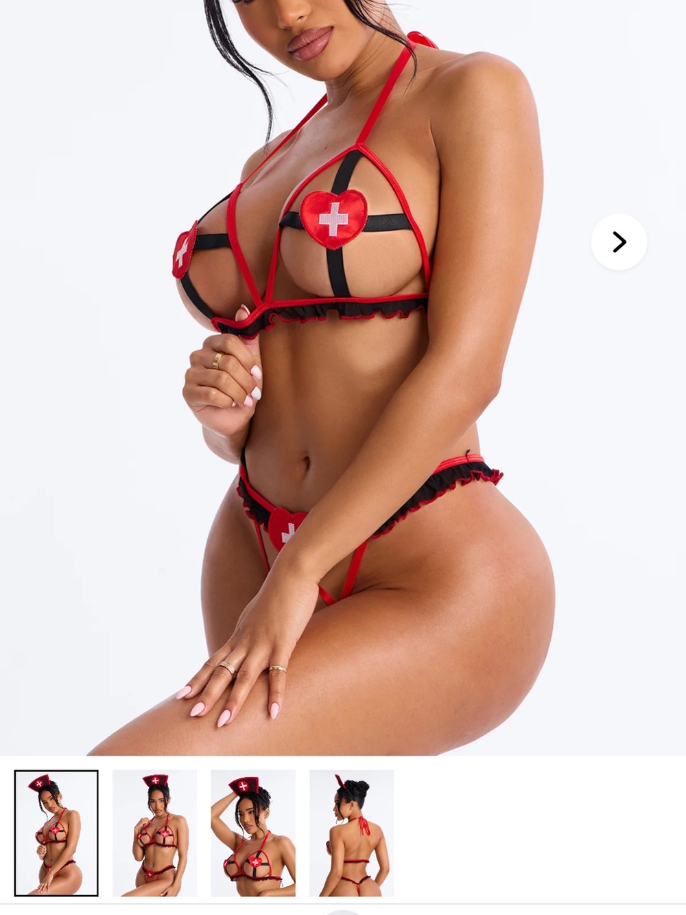 2/50$🔥Sexy Red & Black Nurse Lingerie Set